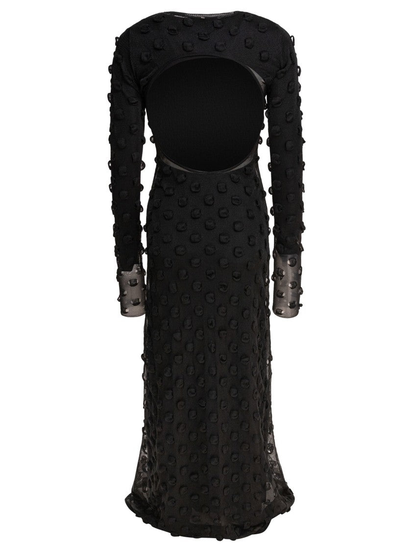 Max Mara Fitted Black Dress With Sheer Overlay