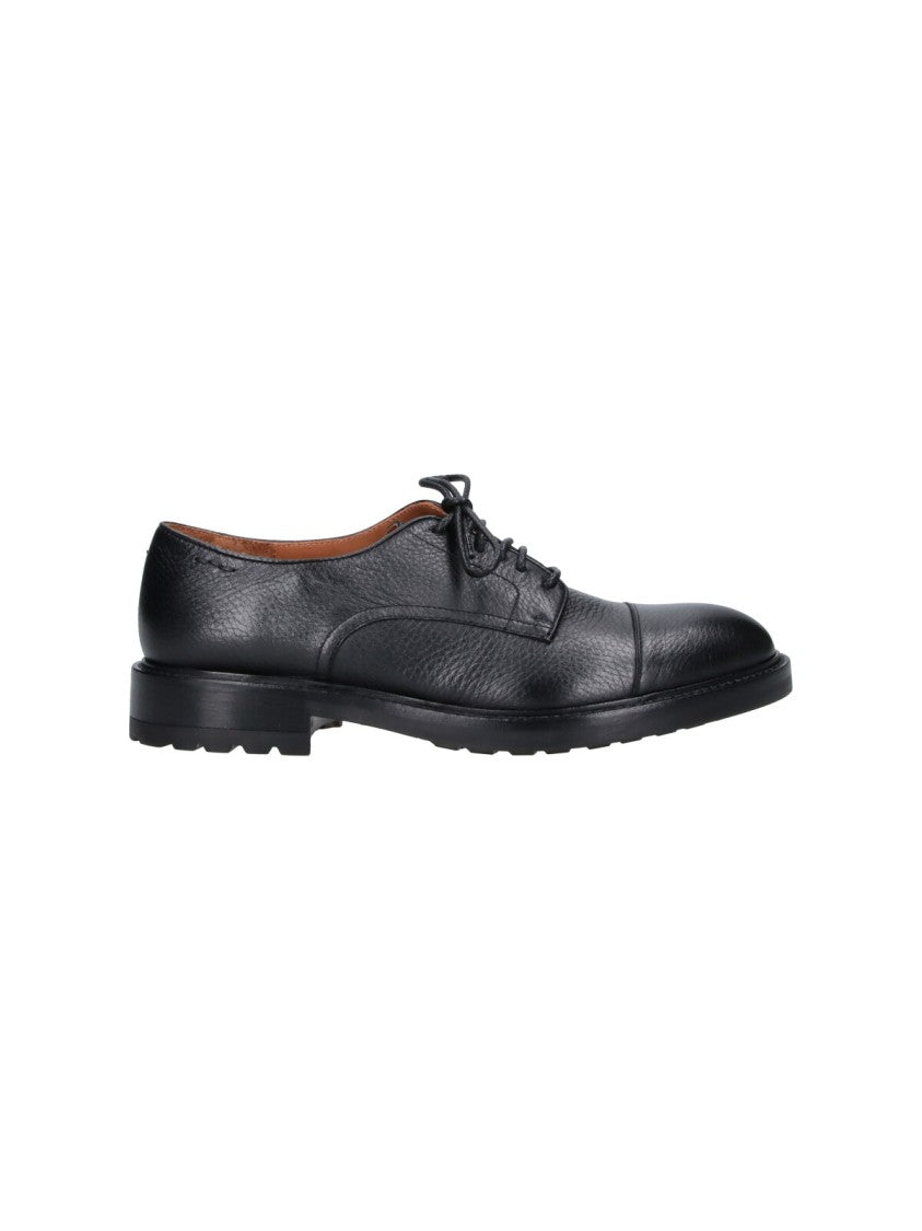 Alexander Hotto Black Textured Hammered Leather Derby Shoes