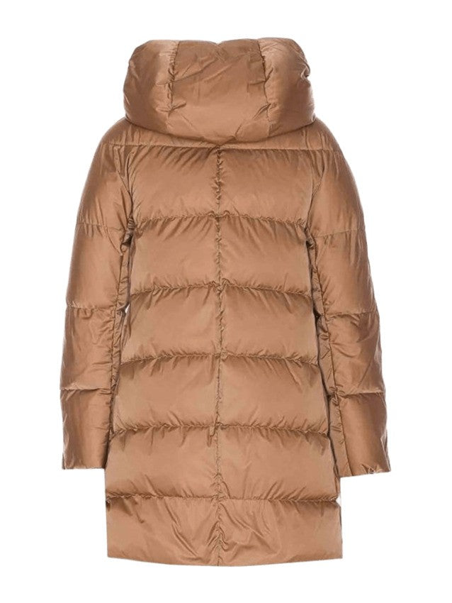 Herno Satin-Finish Brown Jacket With Fixed Hood