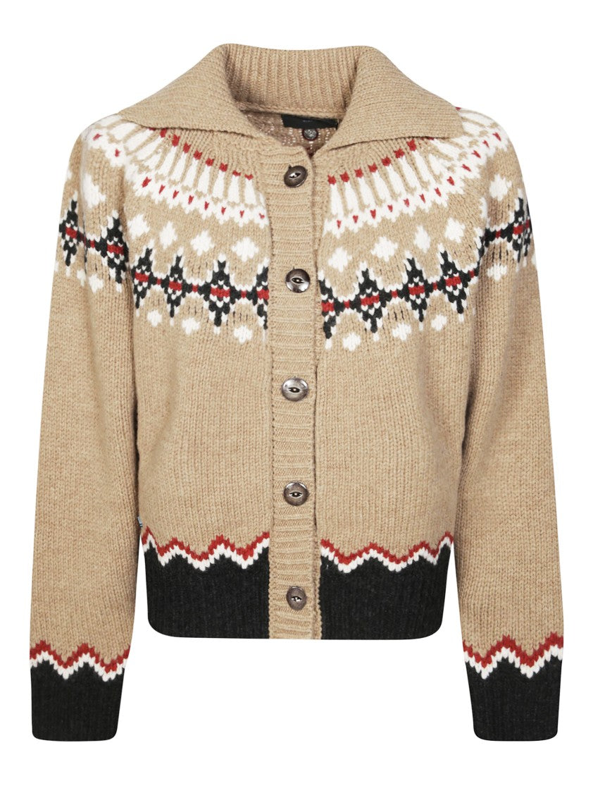 Alanui Button-Down Cardigan With Contrasting Zigzag Detailing