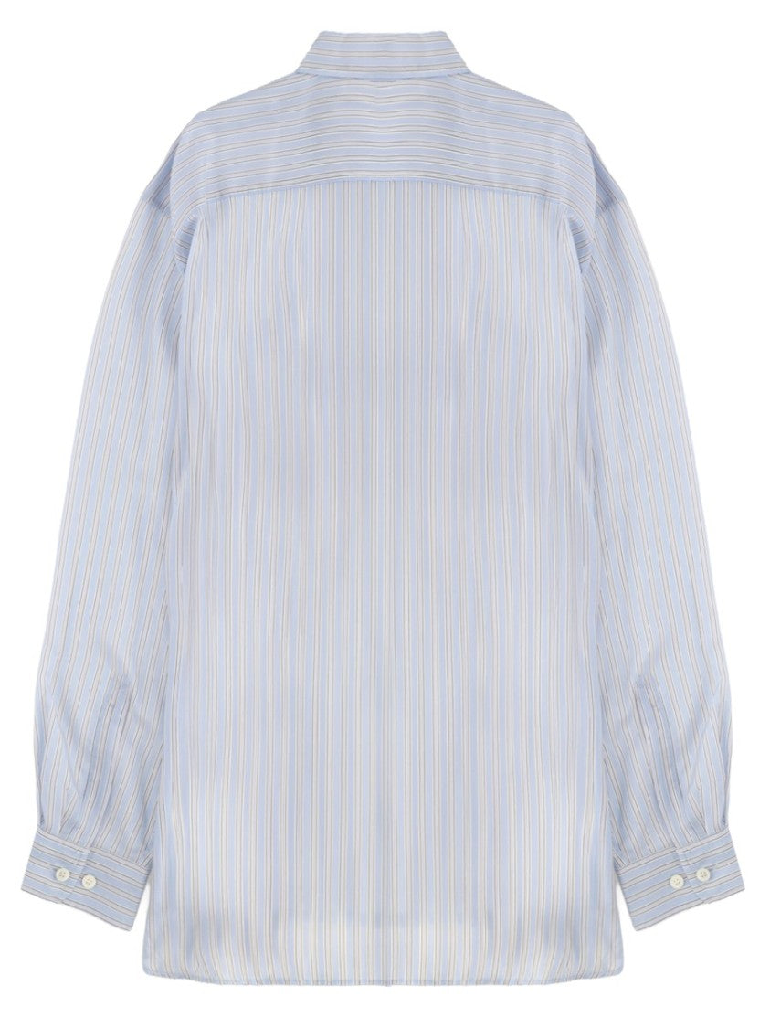 Dries Van Noten Blue Croom Vertical Stripes Cupro Shirt