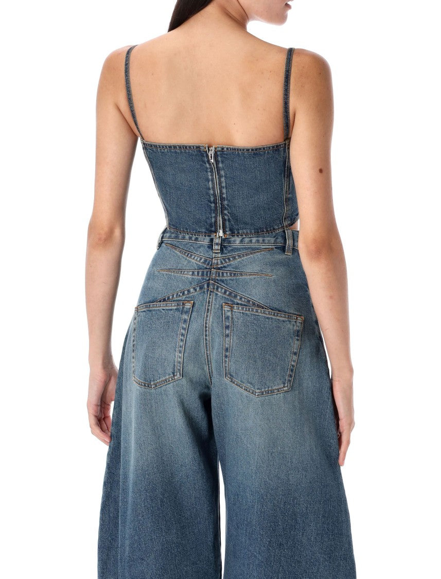 Alaïa Denim Bustier Top