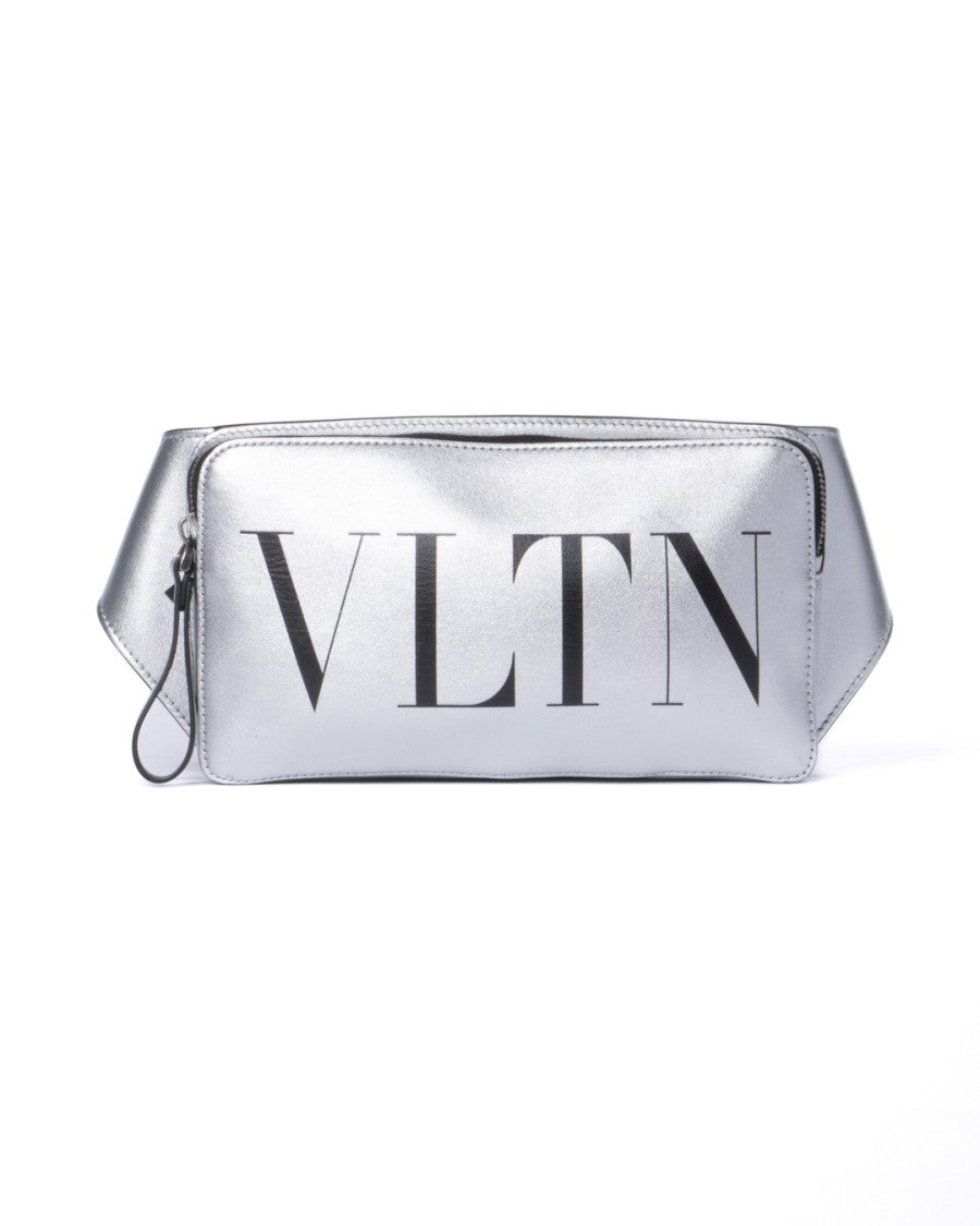 Valentino Medium Vltn Bum Bag In Silver