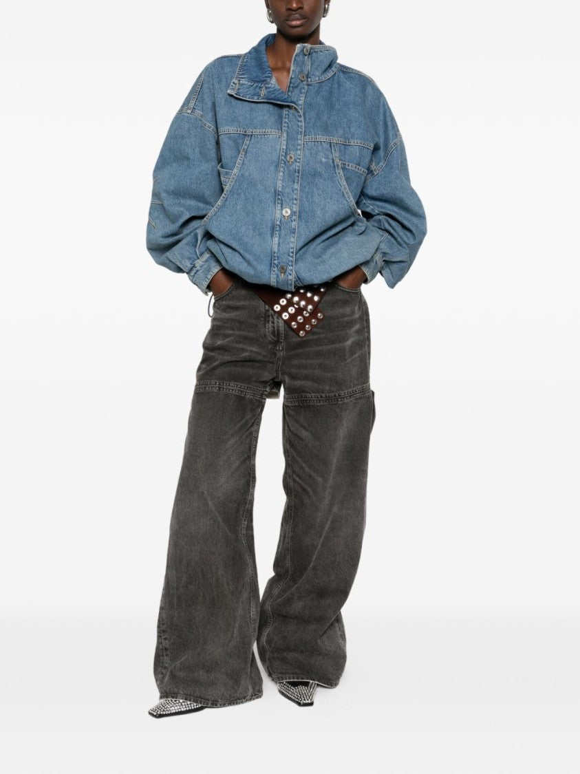 The Attico Boxy Oversized Denim Jacket With Curved Pockets