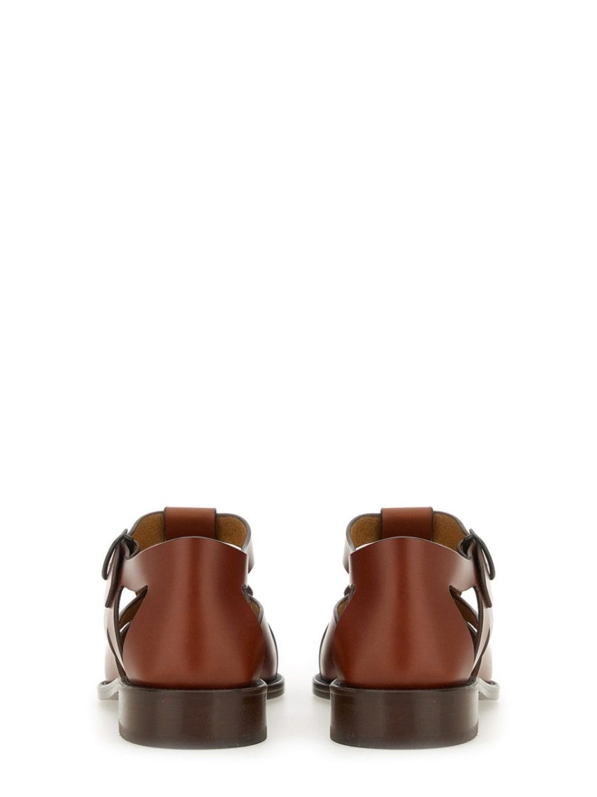 Hereu Peach Cut-Out Straps Leather Sandals