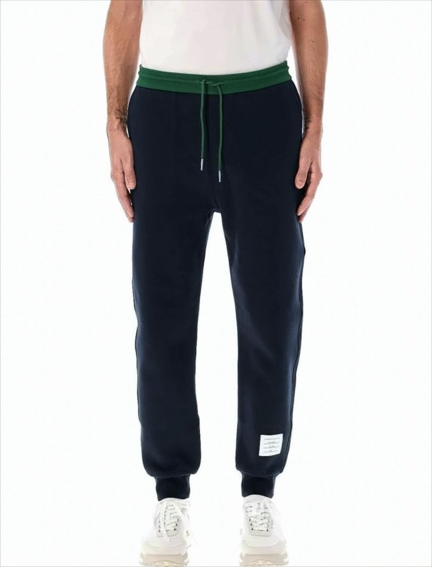 Thom Browne Relaxed Fit Jogger Pants With Drawstring Waistband And Contrasting Cuffs