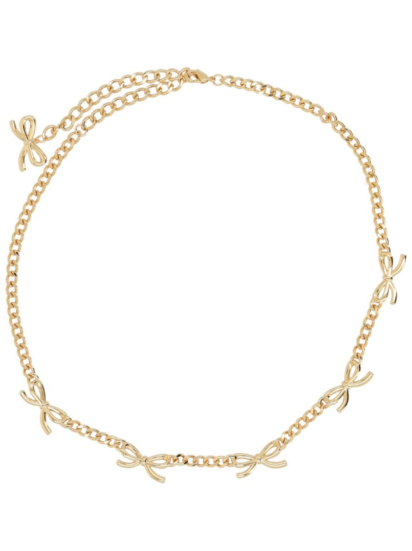 Self-Portrait Gold-Tone Bows Crystals Necklace