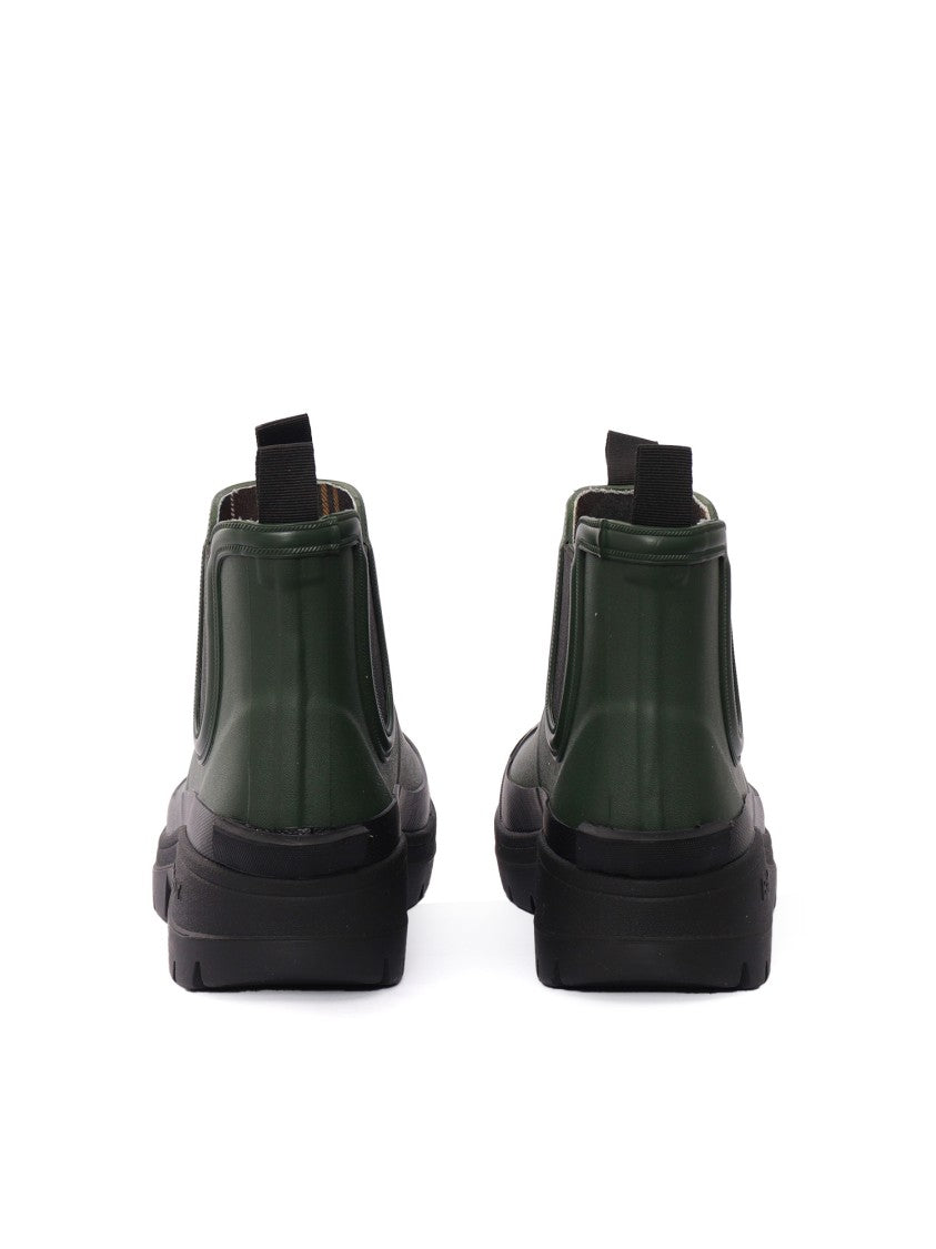 Barbour Waterproof Green Rubber Chelsea Ankle Boots