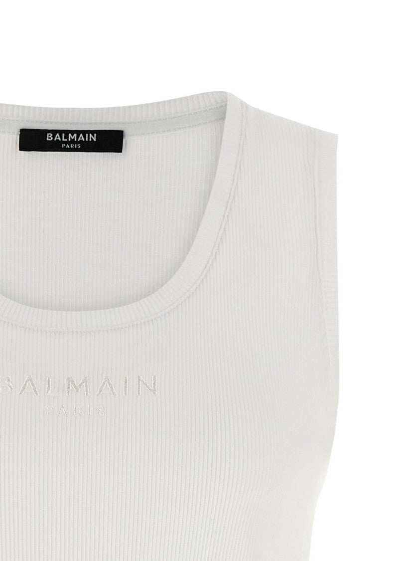 Balmain White Minimalist Short Sleeve Cotton Top