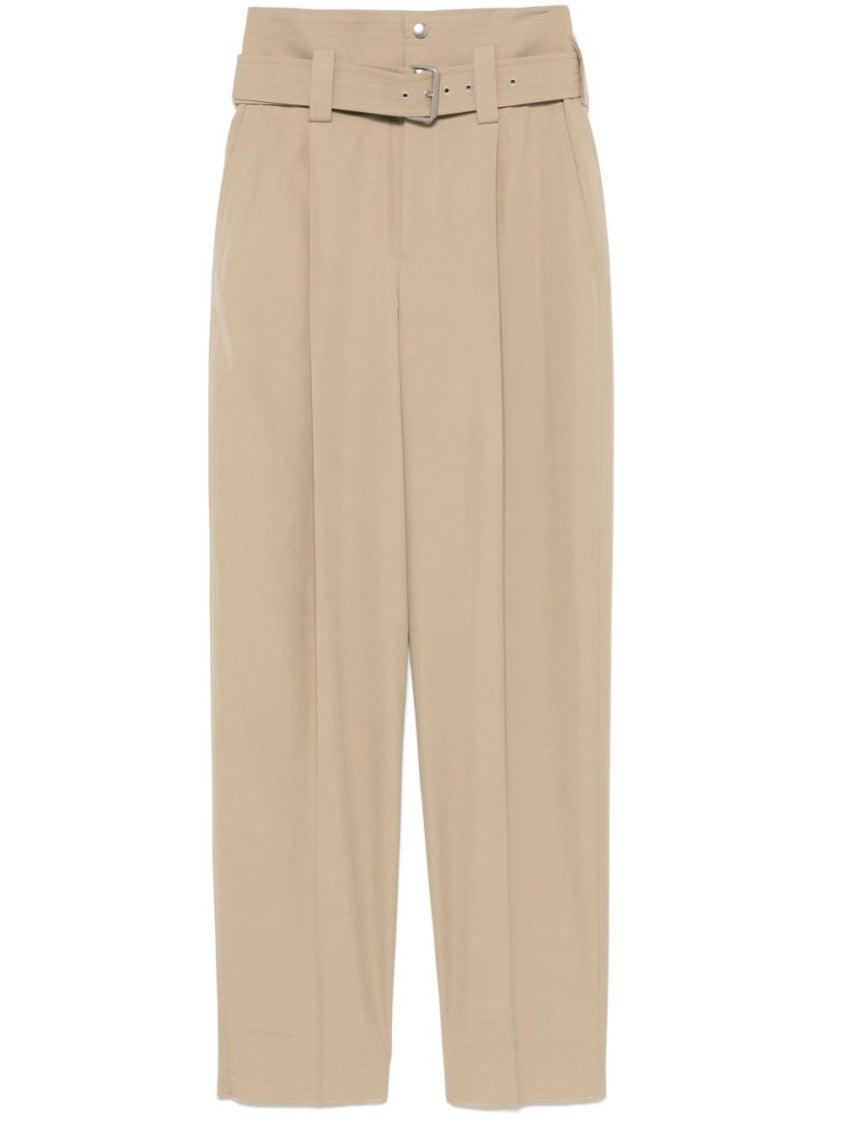 Bottega Veneta High-Waisted Sand Trousers With Wide Leg Design