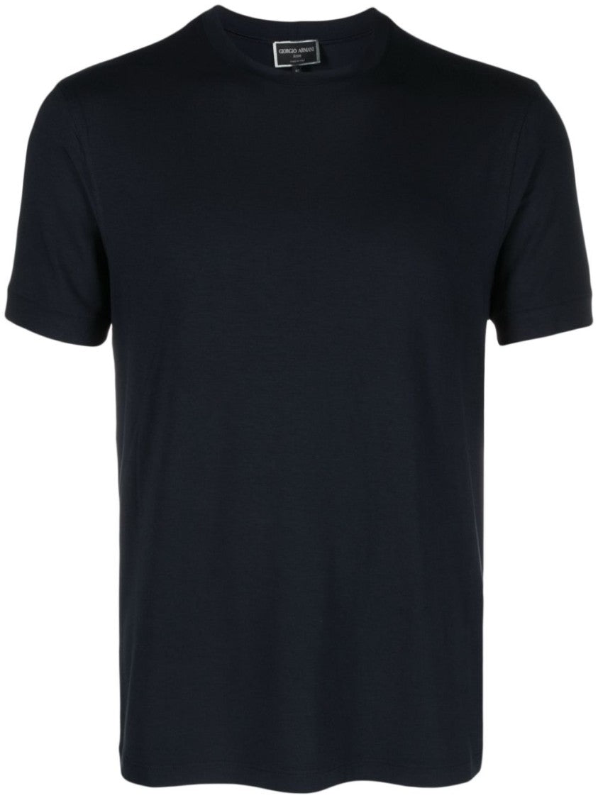 Giorgio Armani Navy Blue Jersey Slim Cut Crew Neck T-Shirt