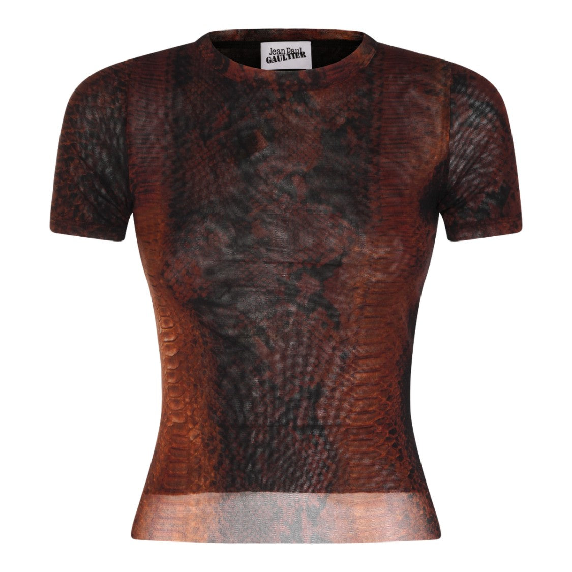Jean Paul Gaultier Textured Semi-Sheer Fitted Top With Snake-Skin Design