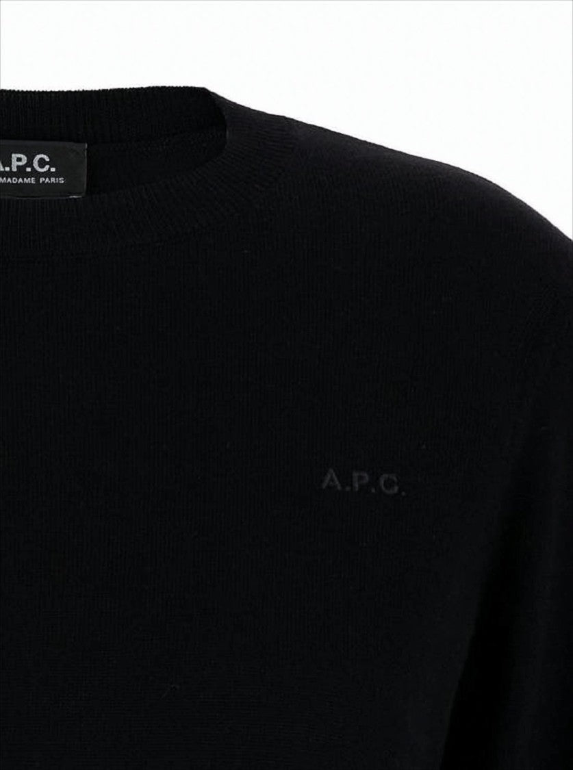 A.P.C. Black Knit Sweater With Classic Crew Neckline