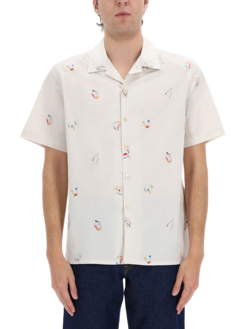Ps Paul Smith Abstract Printed Cotton Short-Sleeve Casual Shirt