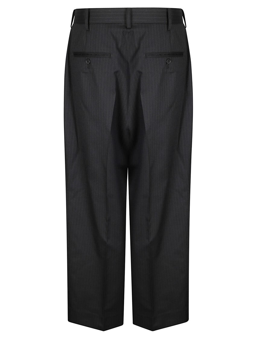 Comme Des Garçons Wide-Leg Pinstripe Trousers With Pleats