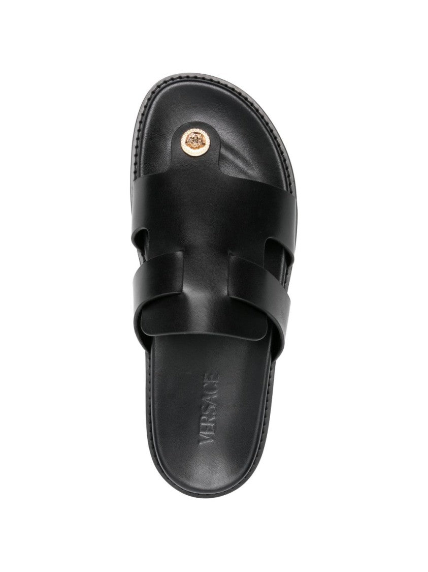 Versace Black Silk And Nylon Strappy Sandals