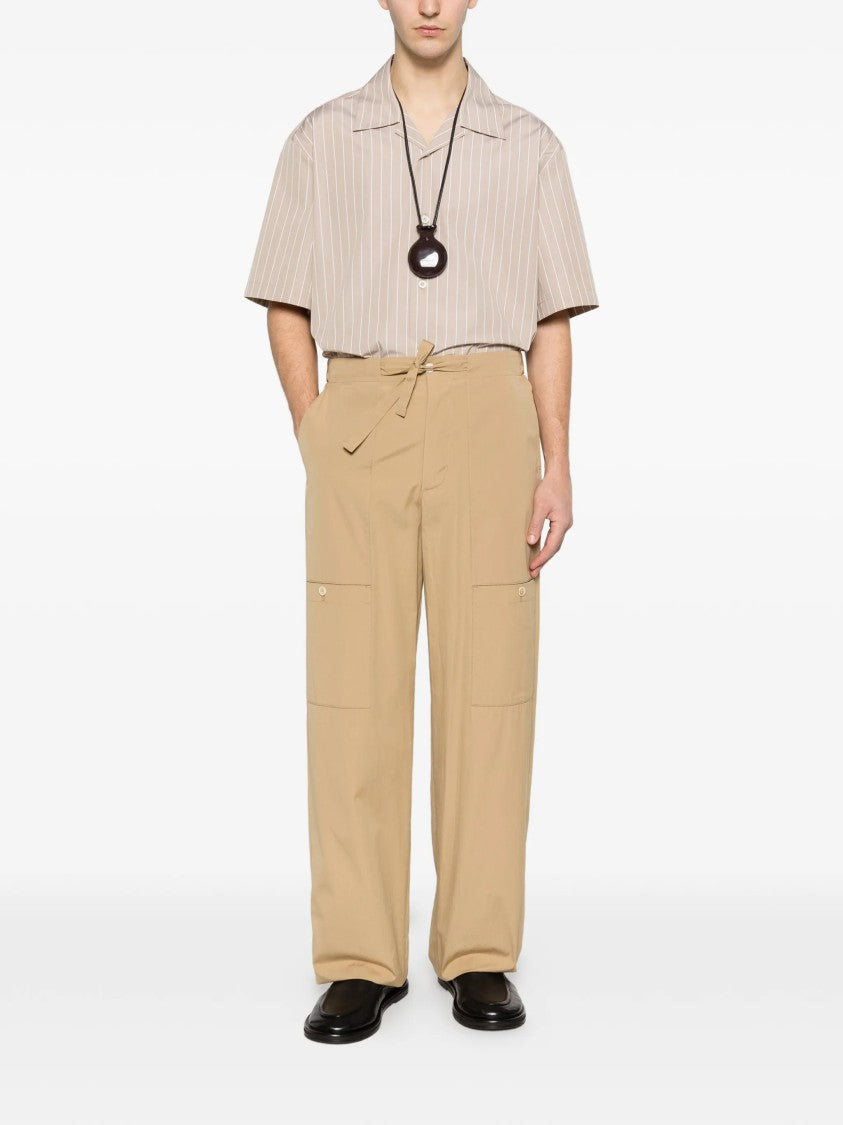 Jil Sander Beige Wide-Leg Tie Belt Pants