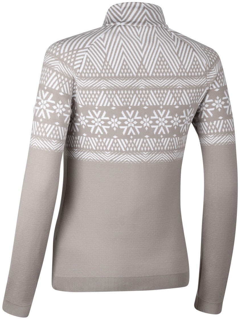 Newland Long-Sleeve High-Collar Top With Geometric Yoke