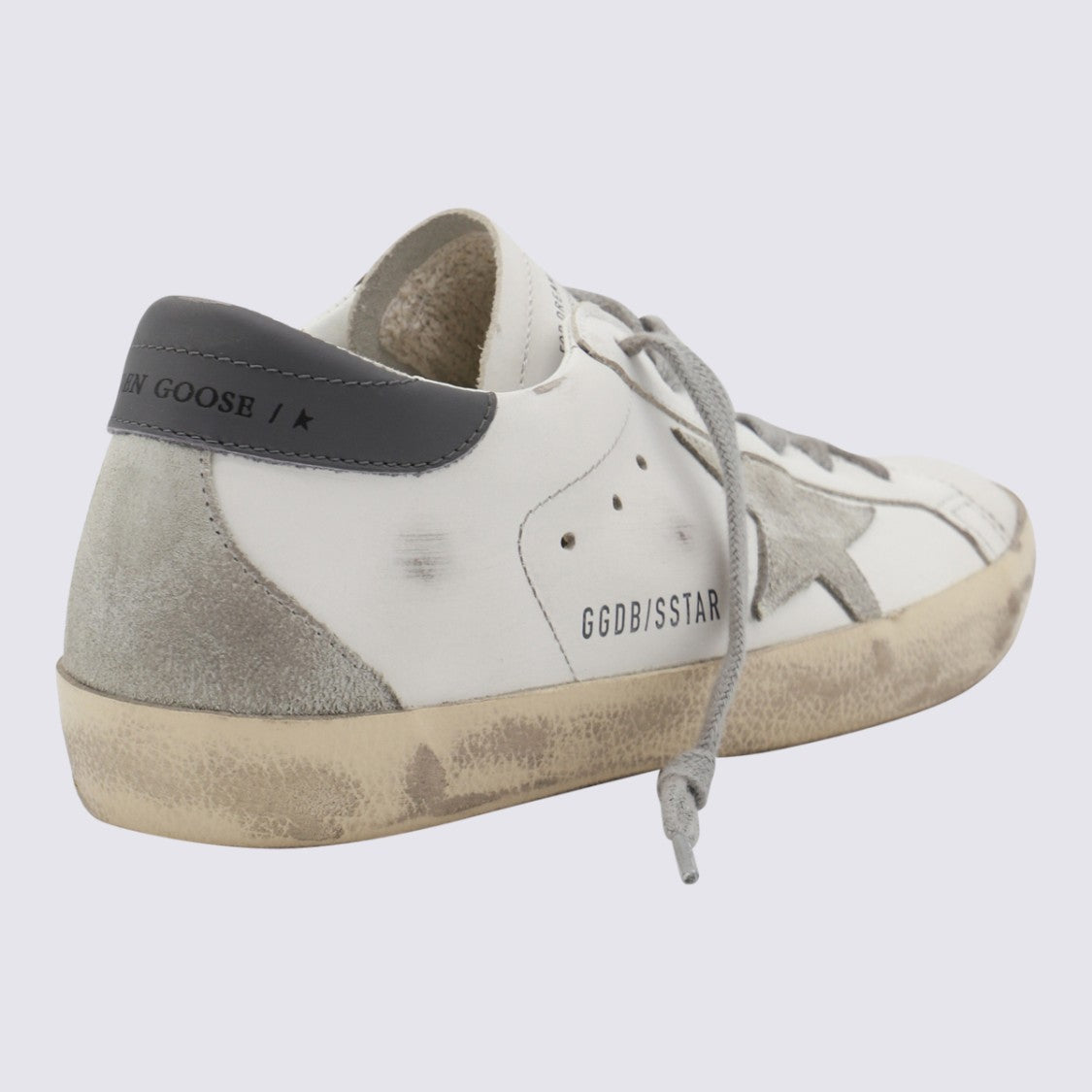 Golden Goose Distressed White Leather Sneakers