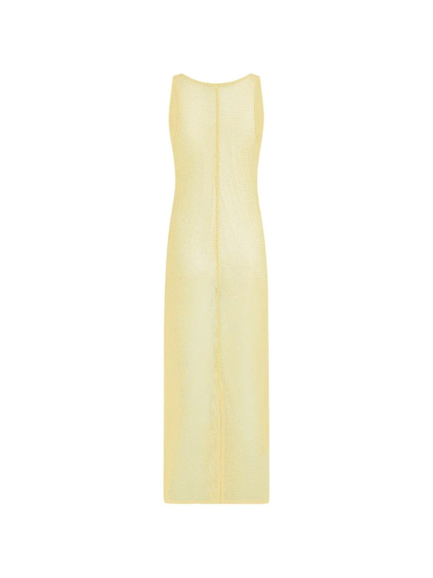 Karl Lagerfeld Sleeveless Long Mesh Dress With Lace-Up Detail