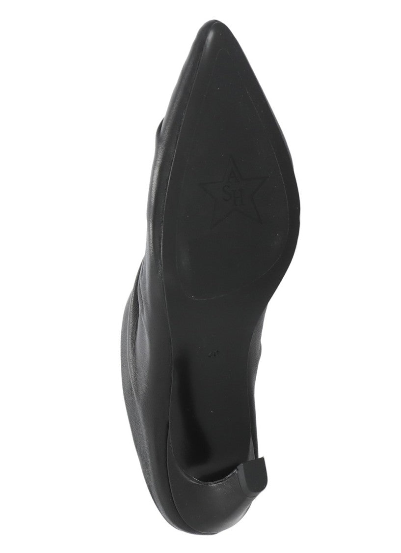Ash Black Viva Draped Leather Sabot