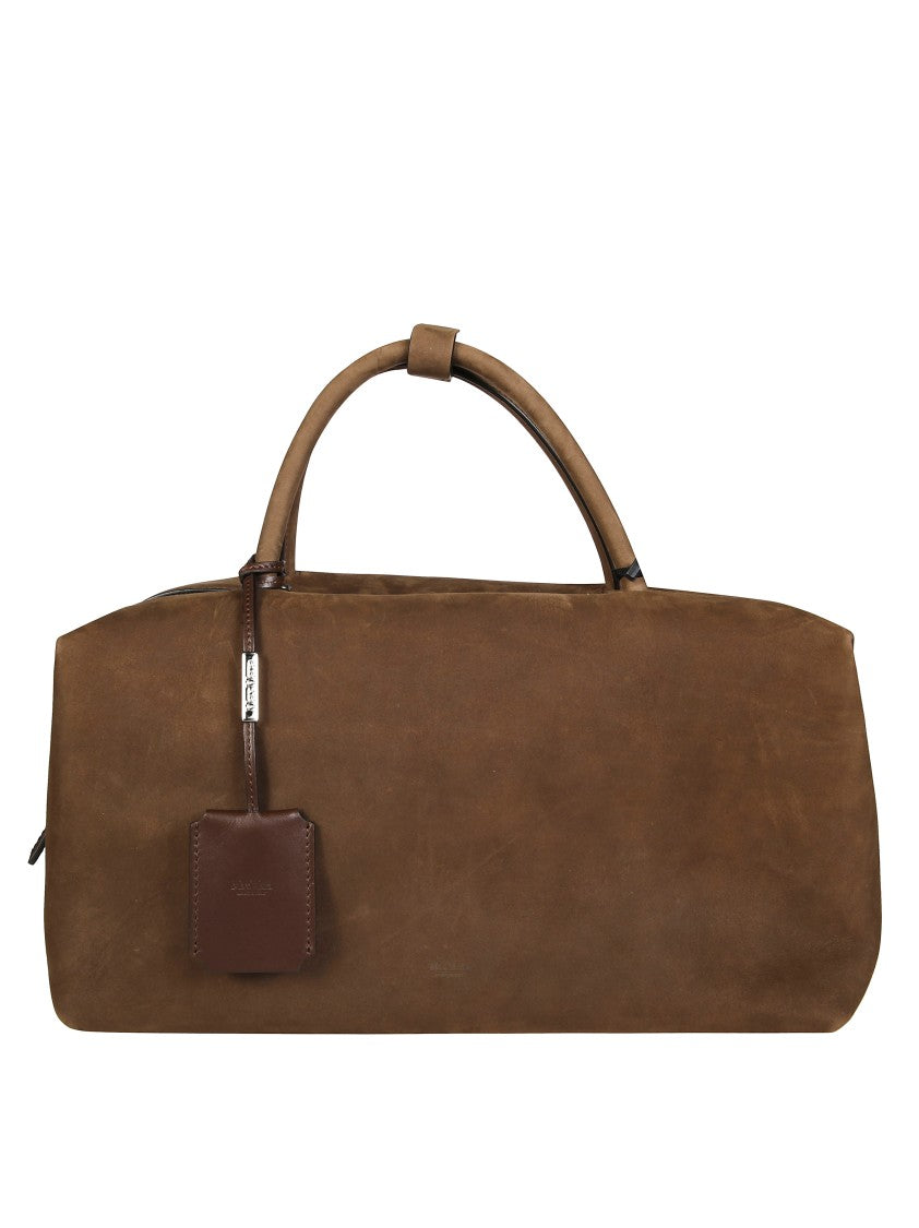 Max Mara Spacious Brown Suede Holdall With Carrying Options
