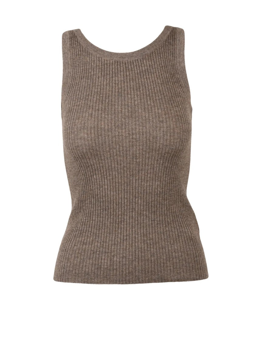 Max Mara Sleeveless Knit Top With Fine Ribbed Texture And Fitted Silhouette