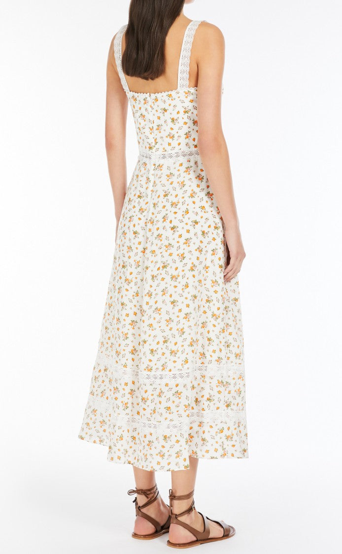 Max Mara Midi Dress With Lace-Trimmed Straps