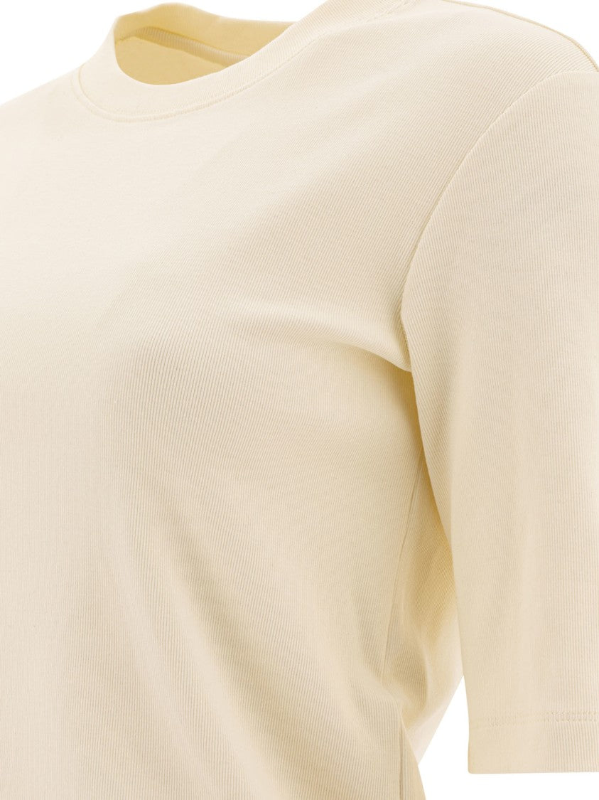 Sandbeige Soft Cotton-Elastane Blend T-Shirt With Classic Design