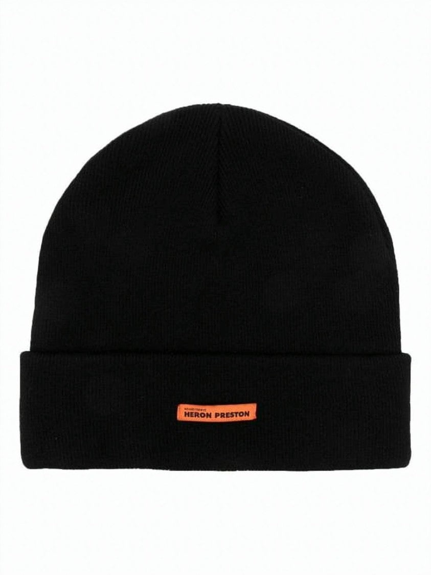 Heron Preston Wool Beanie With Folded Cuff And Signature Label