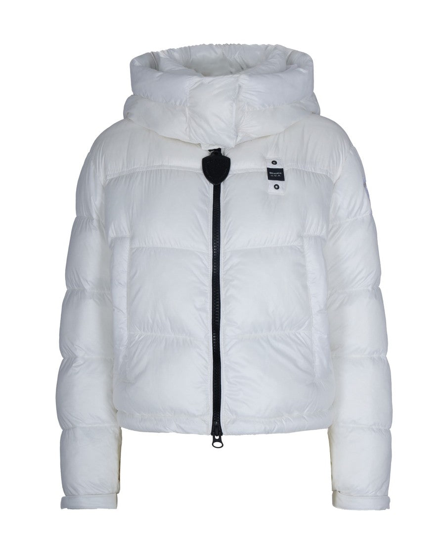 Blauer White Gloria Micro Rip Down Puffer Bomber Jacket