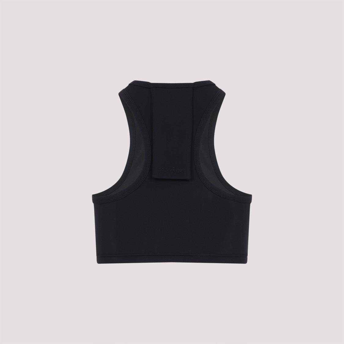 Courrèges Fitted Black Crop Top With High Neckline