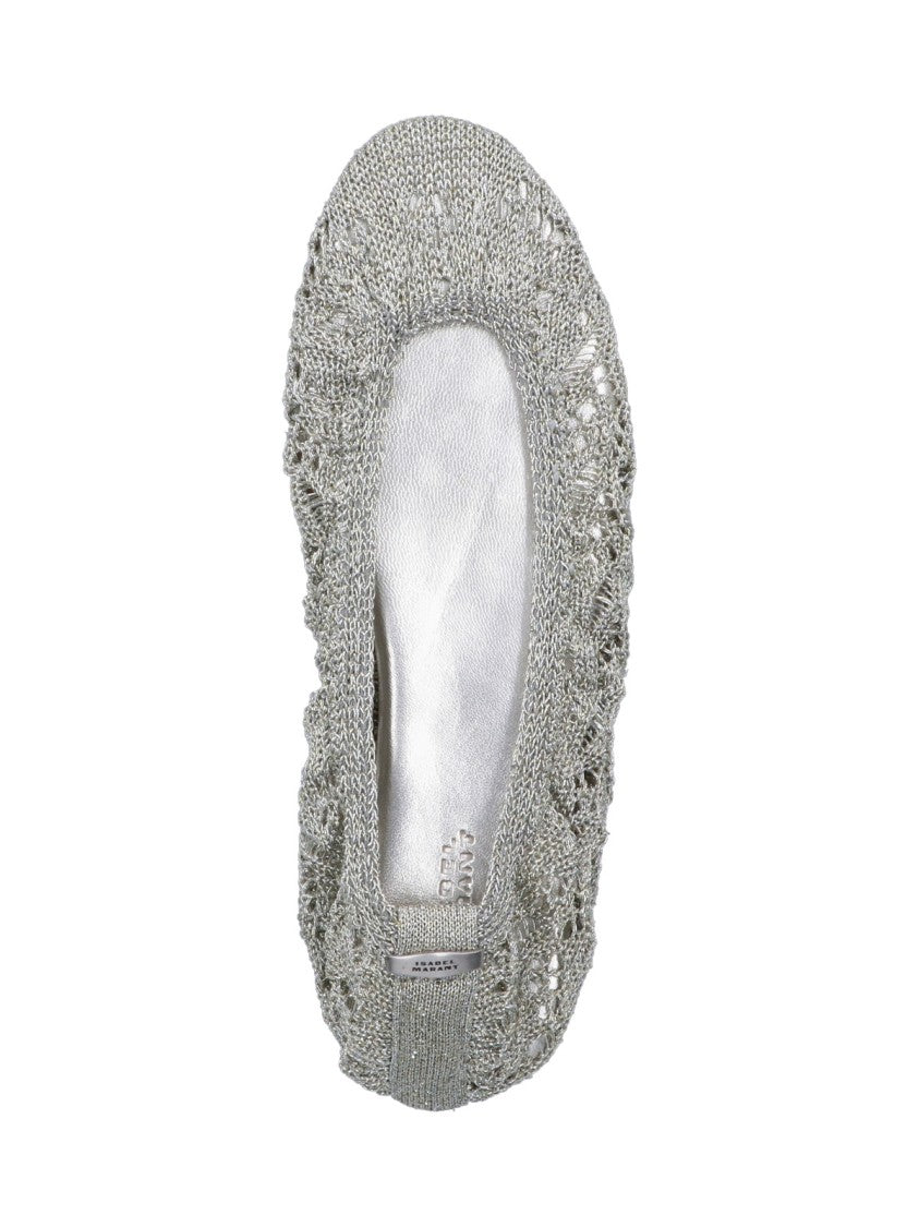 Isabel Marant "Belna" Crochet Ballet Flats – Silver