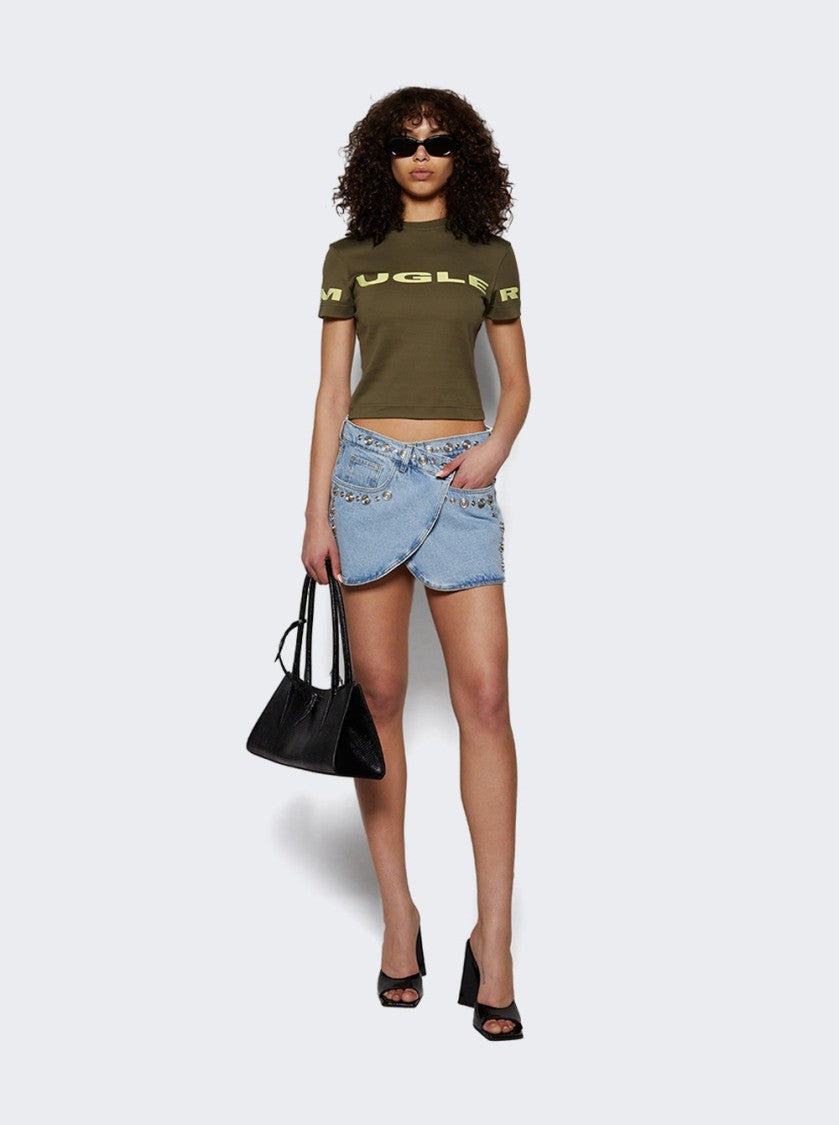 Coperni Studded Denim Mini Skirt Blue