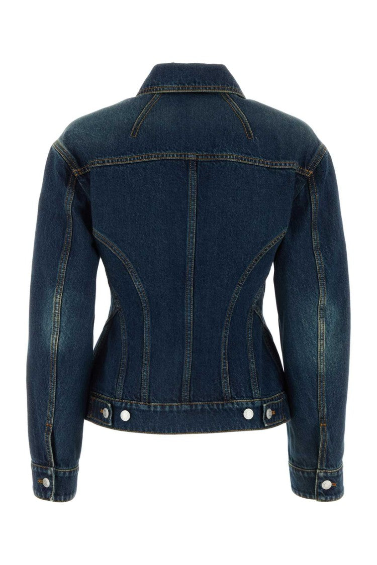 Alexander Mcqueen Fitted Deep Blue Denim Jacket