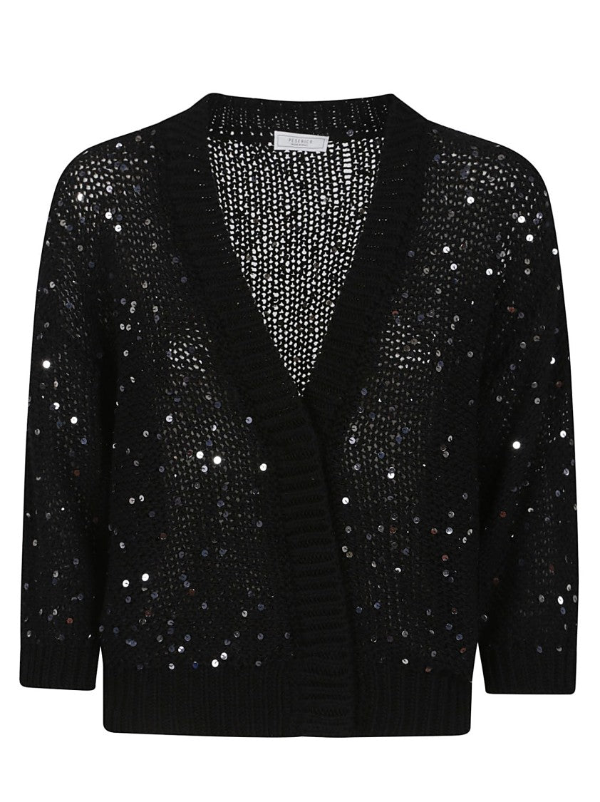 Peserico Deep V-Neck Cardigan With Sequined Embellishments