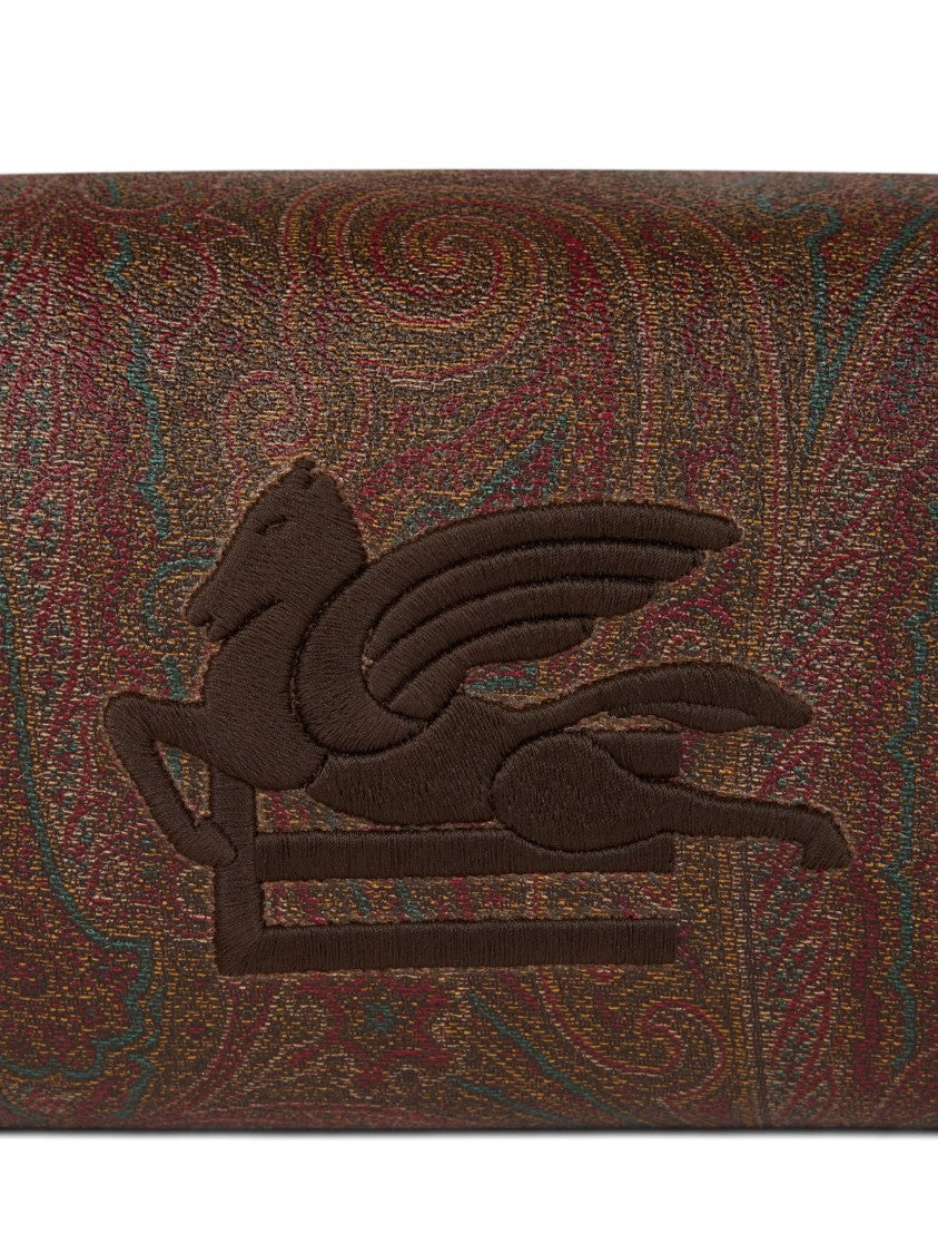 Etro Rectangular Brown Paisley 25X12x12 Side-Handle Pouch