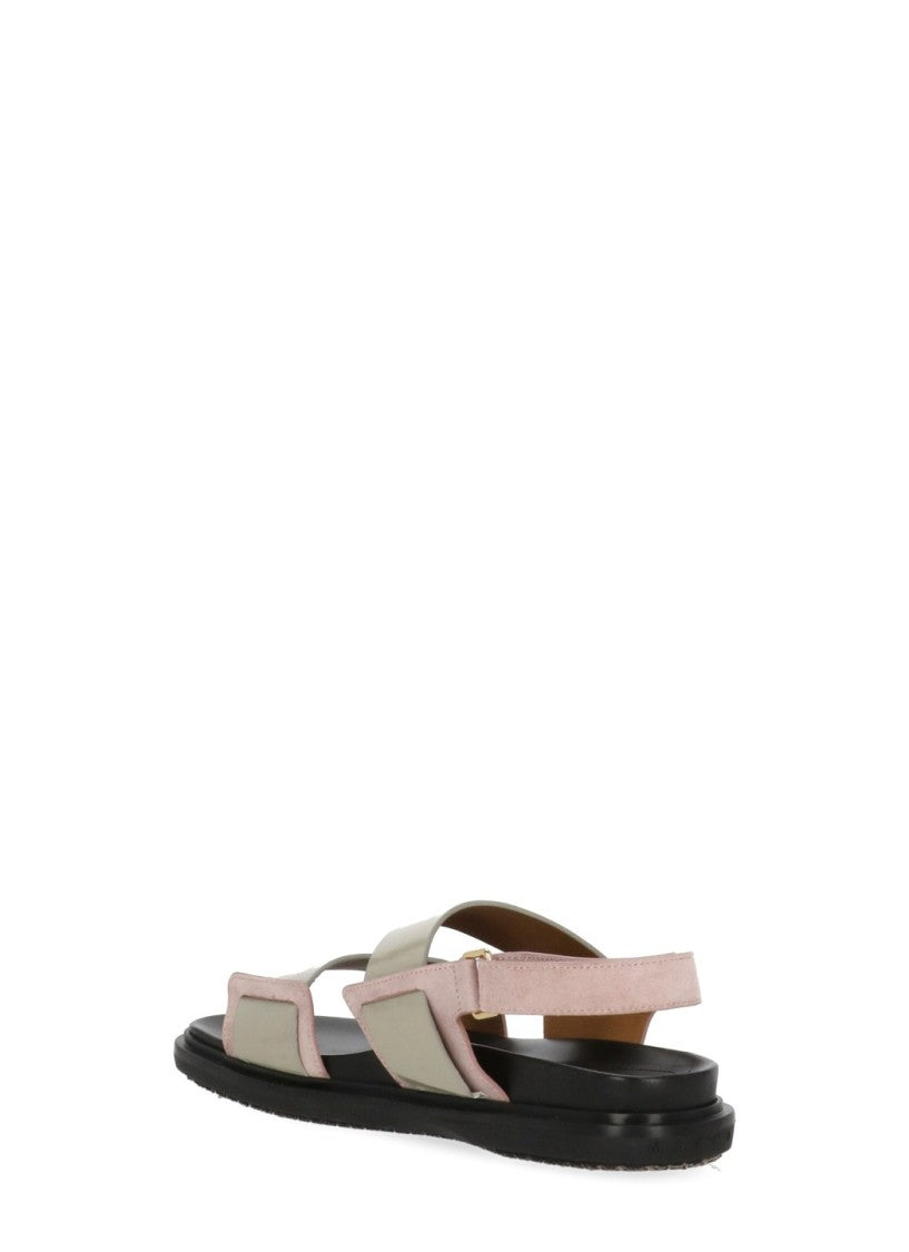 Marni Grey Rear Belt Smooth Leather Sandals