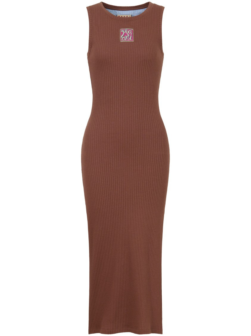 Marni Fitted Midi Dress With Ribbed Texture