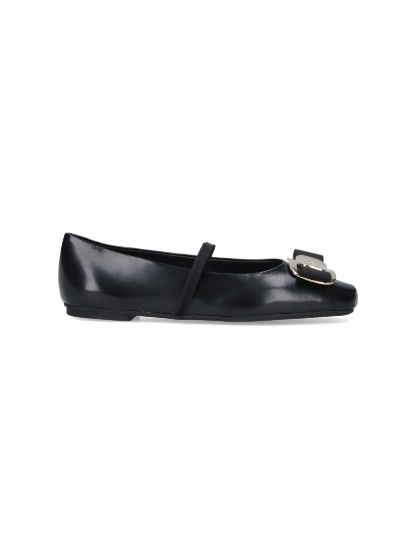 Ferragamo "New Vara Plate" Ballerinas Black