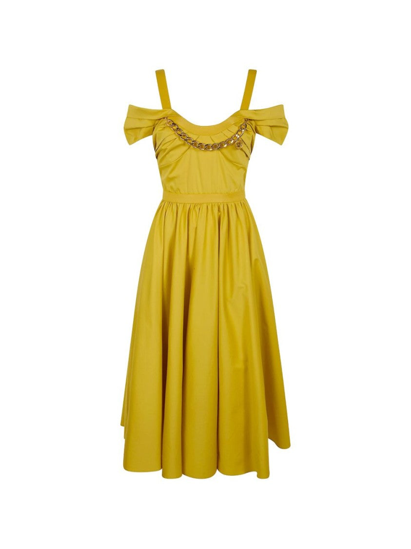 Elisabetta Franchi Off-Shoulder Yellow Mini Dress