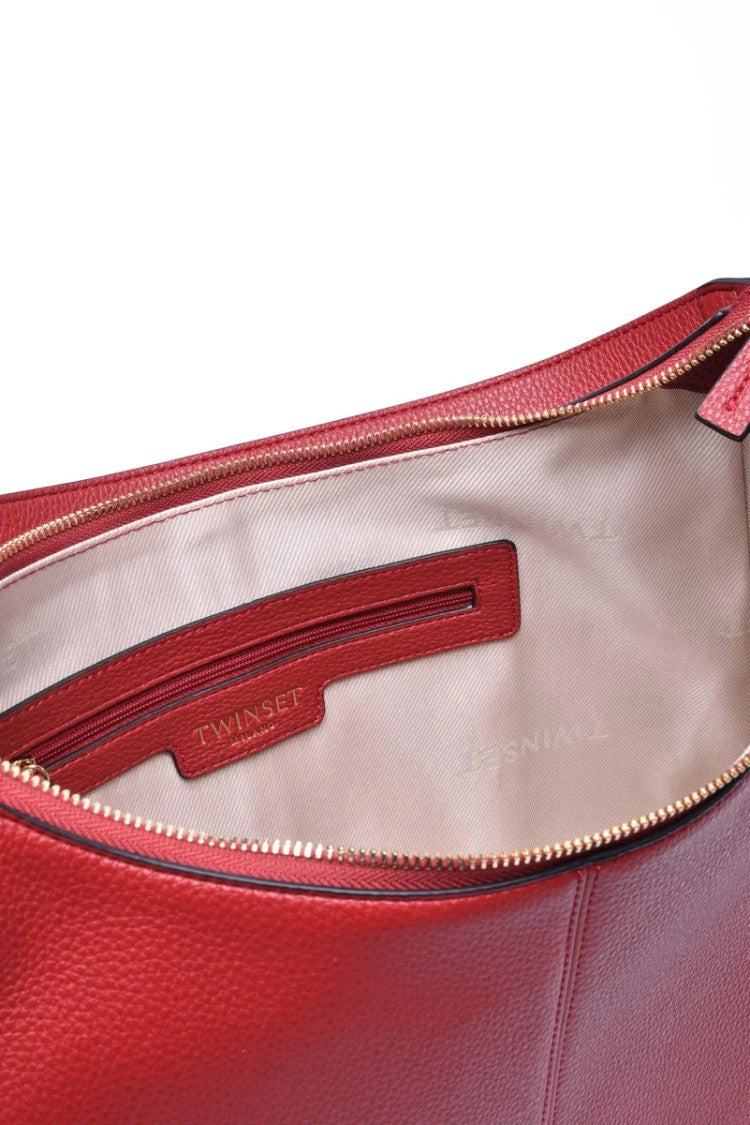 Twin-Set Red Hobo Bag With Spacious Design And Minimalist Aesthetics