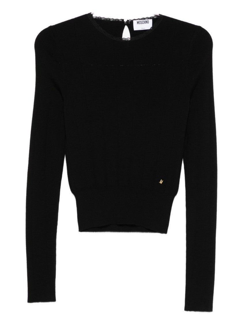 Moschino Ribbed Black Sweater