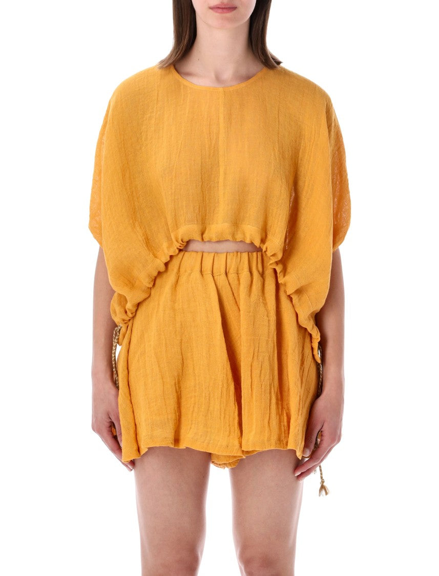 120% Lino Camicia Relaxed Short Sleeve Top