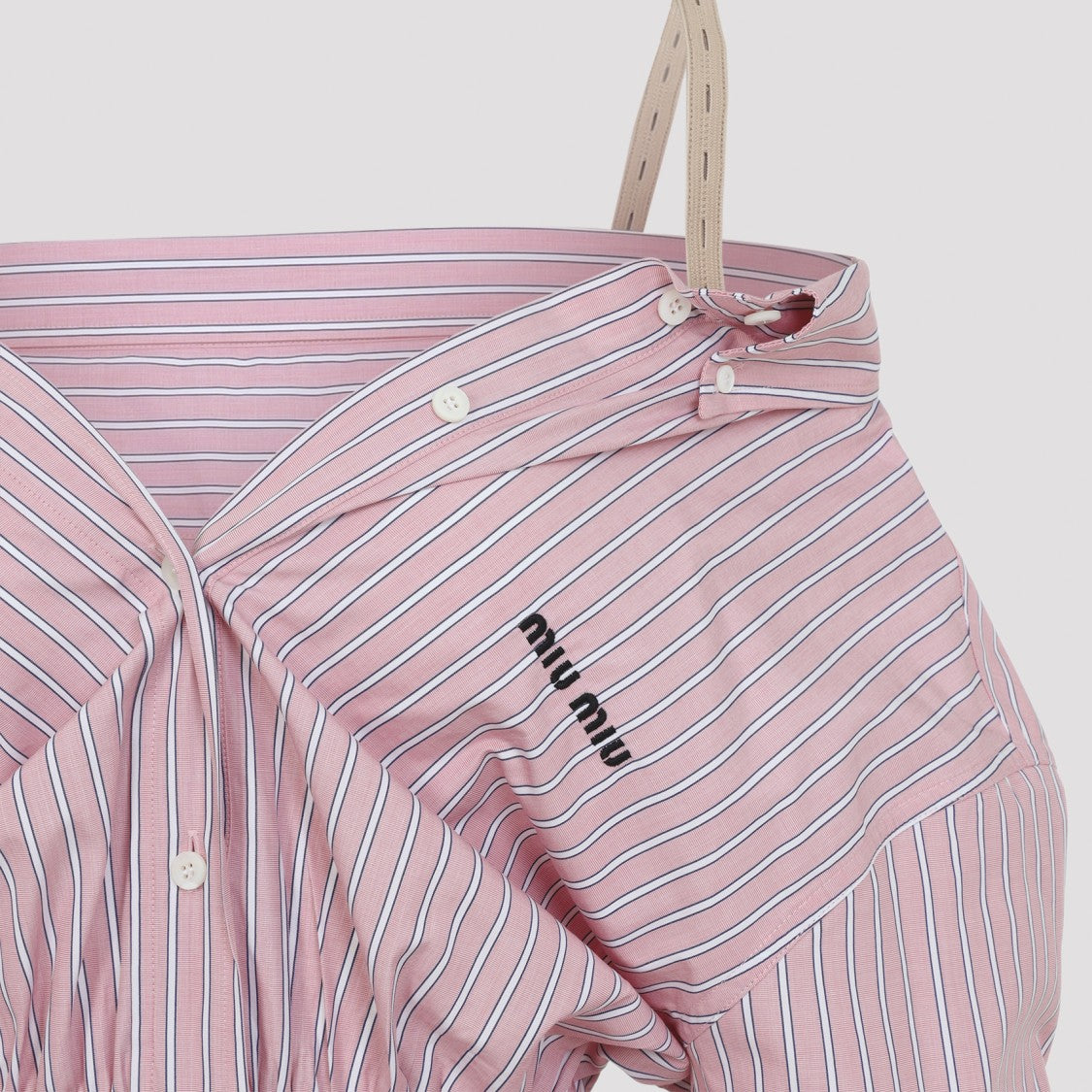 Miu Miu Off-Shoulder Mini Dress With Gathered Waist