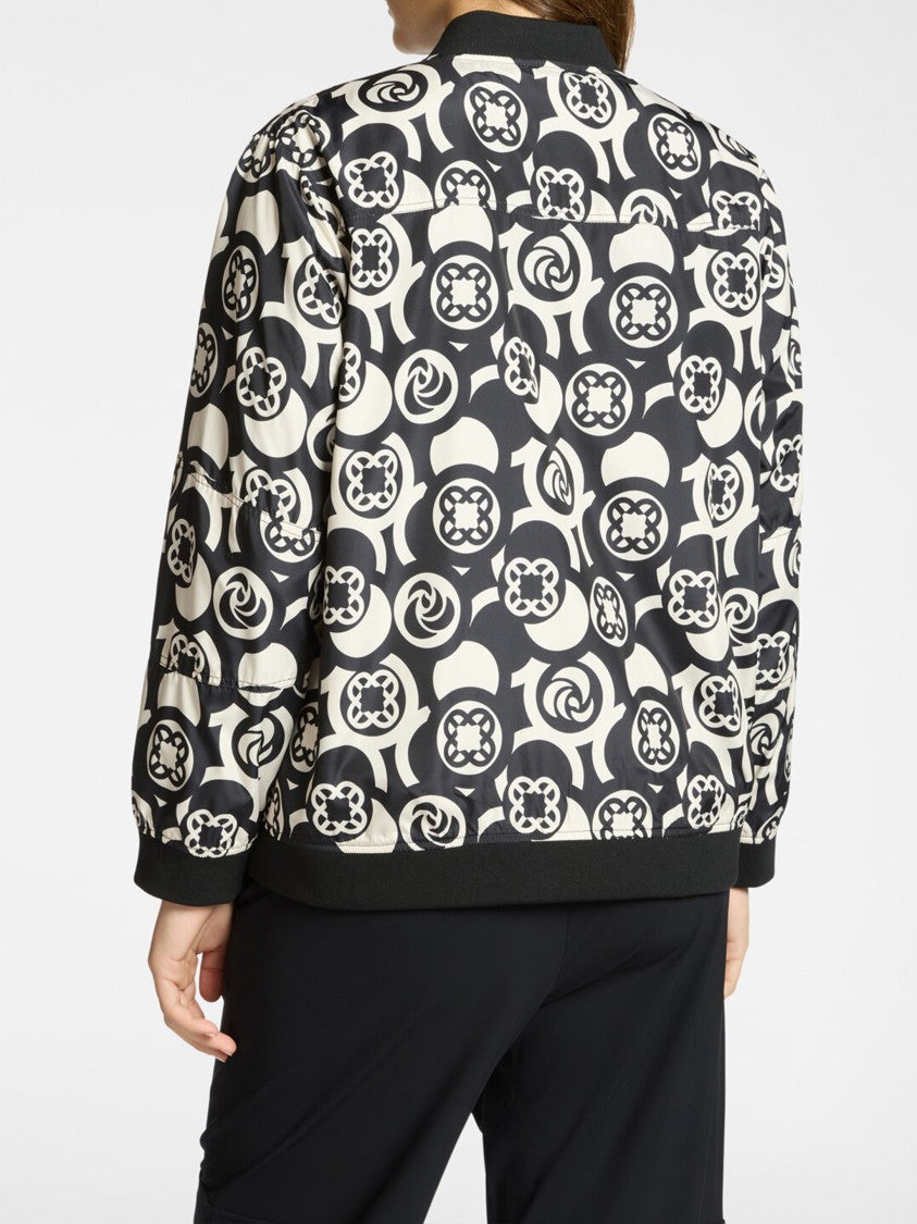 Elena Miro` Reversible Geometric Pattern Zip Bomber Jacket