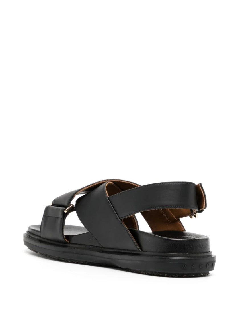 Marni Cross-Strap Calf Leather Sandals