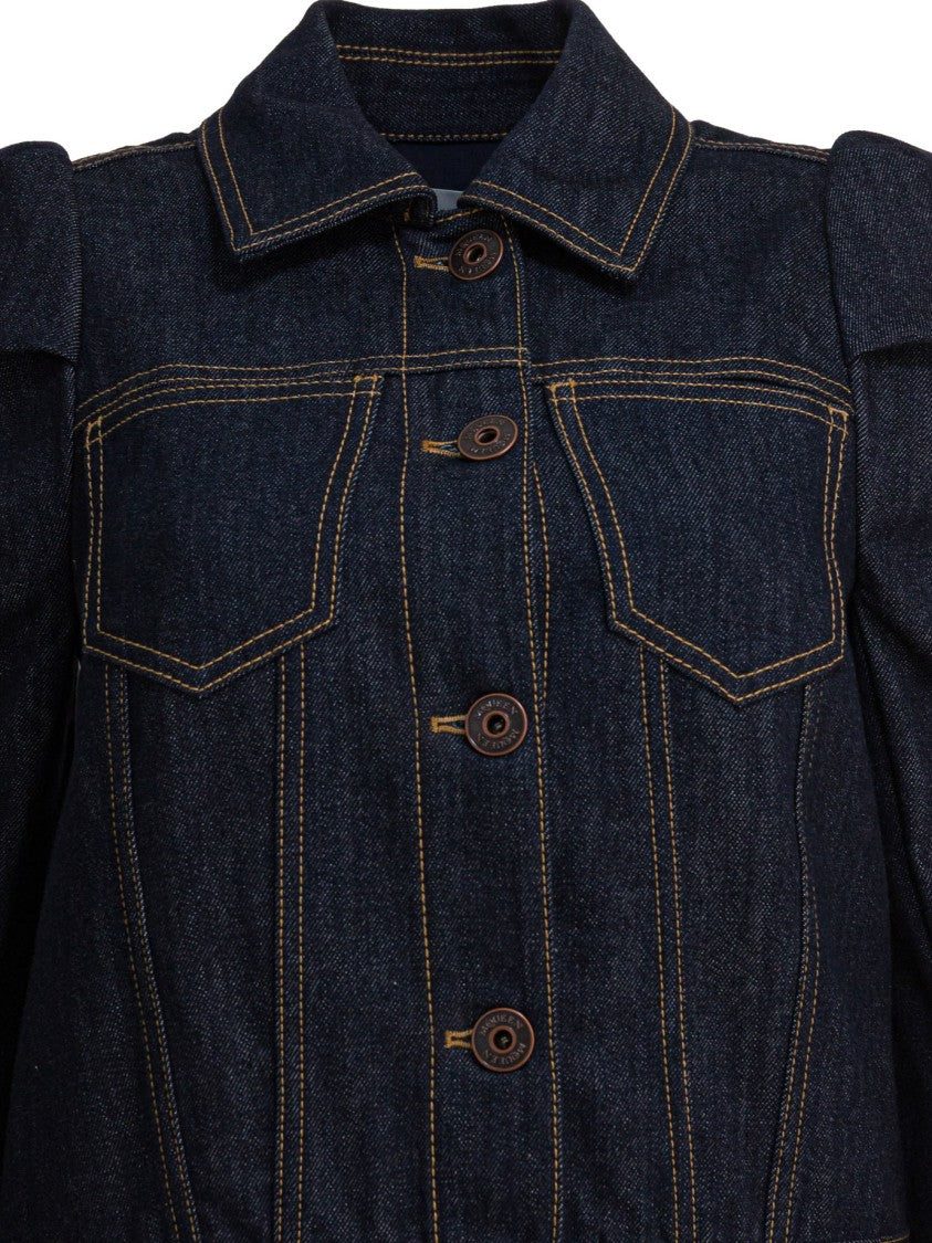 Alexander Mcqueen Denim Jacket With Pointed Shoulders