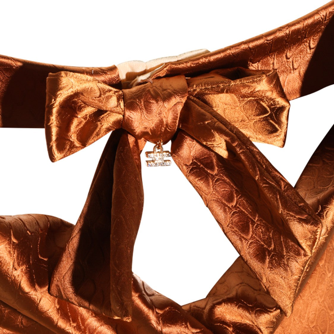Elisabetta Franchi Sigar Bronze Long Dress With Squared Neckline
