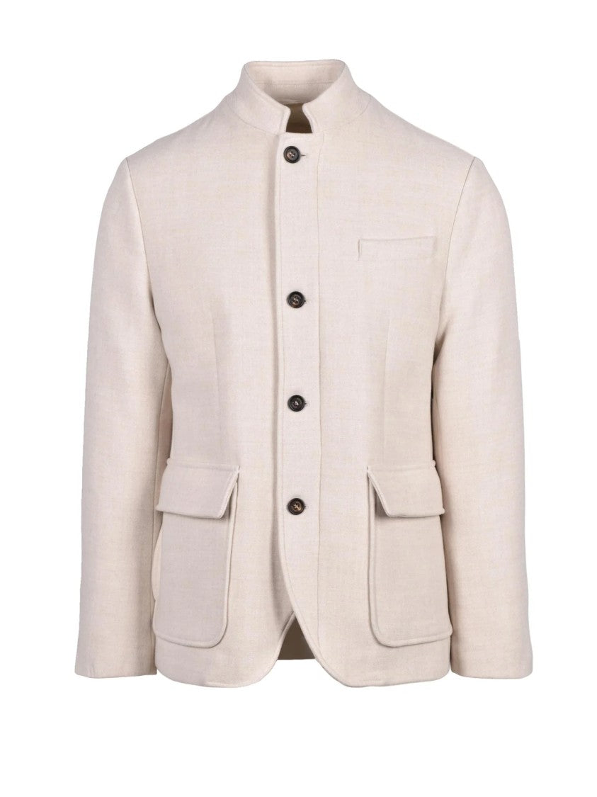 Eleventy Beige Down-Filled Wool Jacket